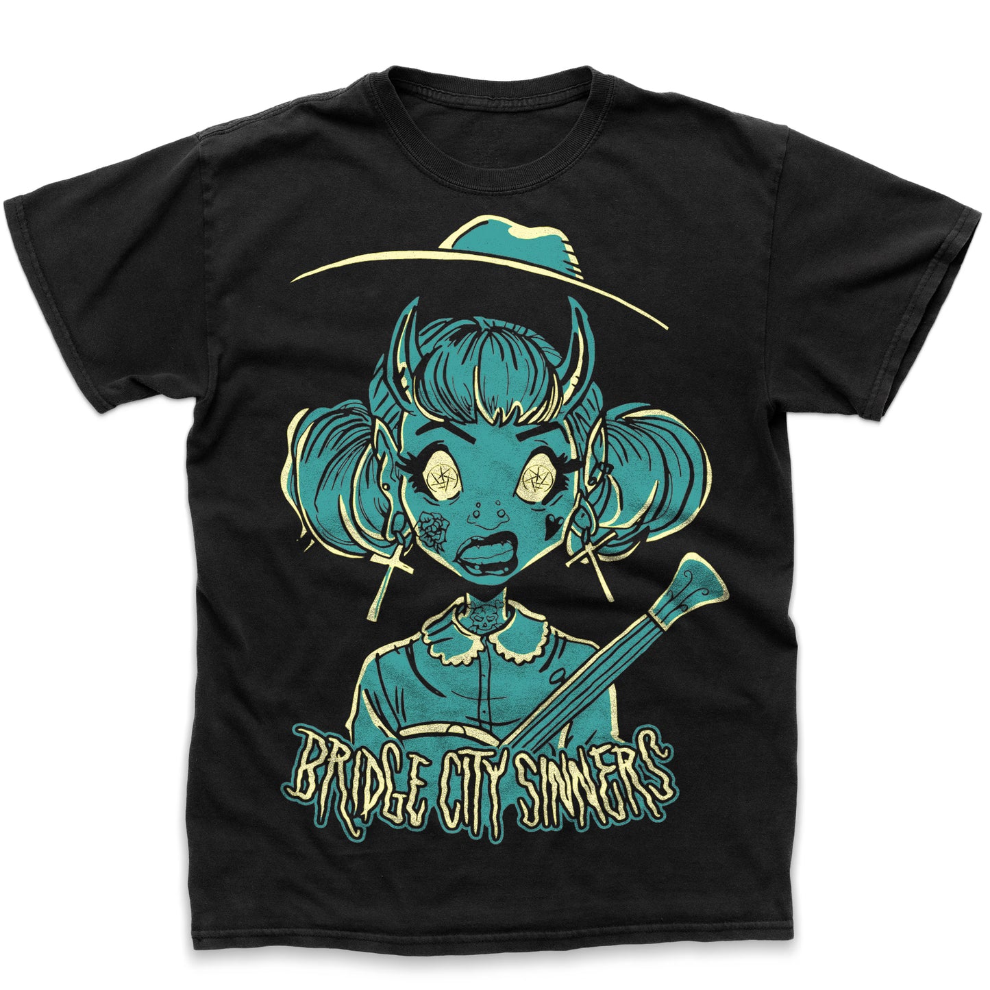 Bridge City Sinners - "Wild Child" Teal & Yellow Shirt