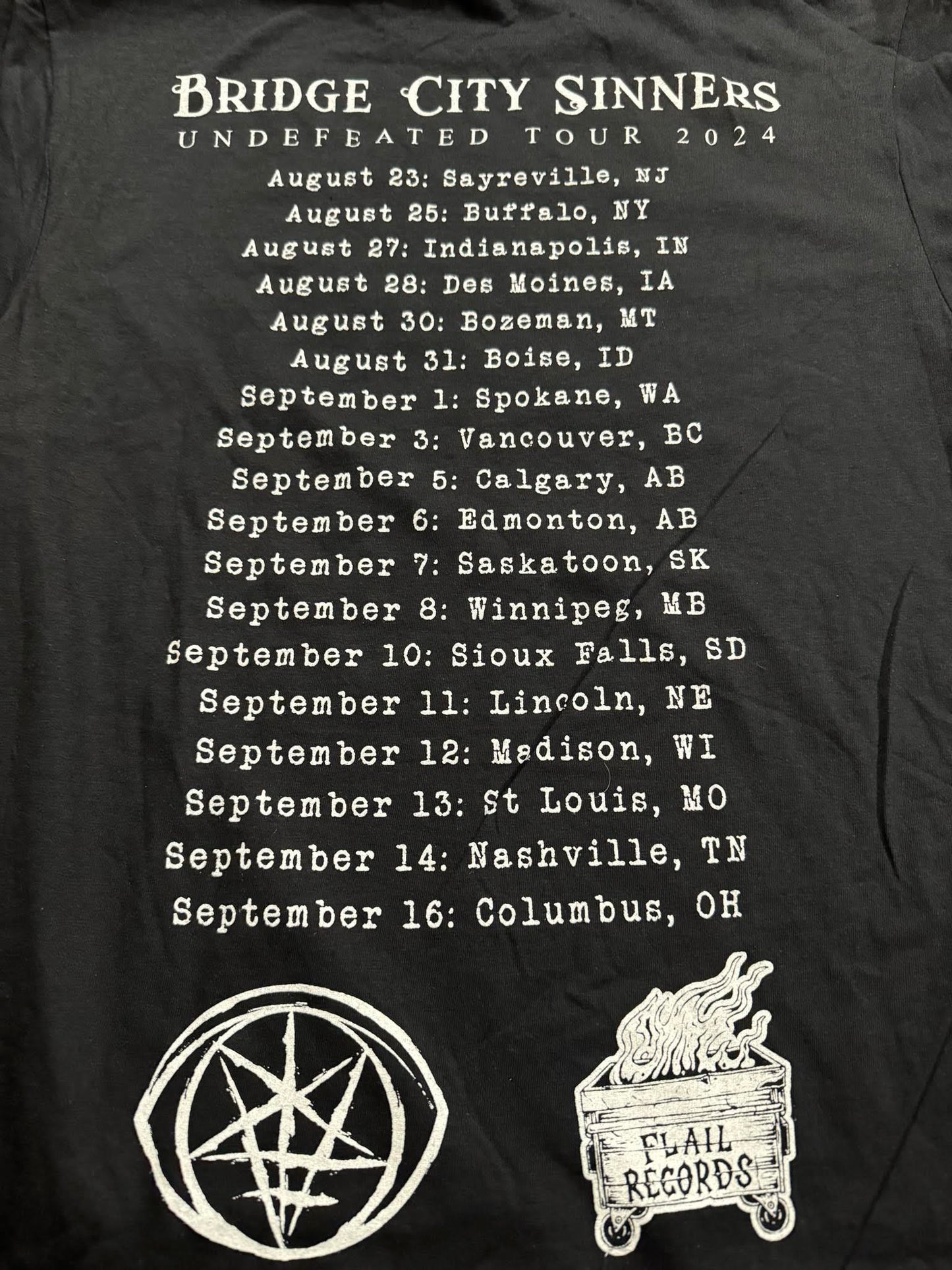 Bridge City Sinners - "Phonograph Tour Dates" Shirt $12 ON SALE
