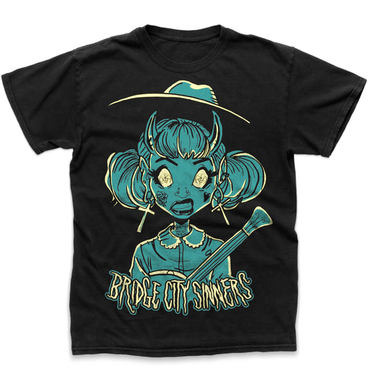 Bridge City Sinners - "Wild Child" Teal & Yellow Shirt
